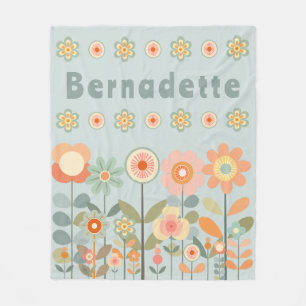 Cobertor De Velo Nome Personalizado Retro Vintage Wildflower Daisy