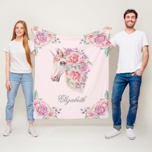 Cobertor De Velo Nome Personalizado Rustic Watercolor Floral Unicor