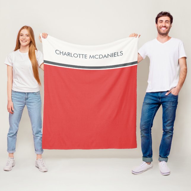 Cobertor De Velo Nome Personalizado Simples Vermelho Moderno (In Situ)