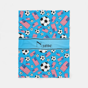 Cobertor De Velo Nome personalizado sky blue soccer american flag
