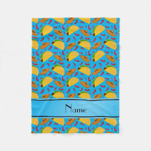 Cobertor De Velo Nome personalizado "sky blue tacos sombreros chili