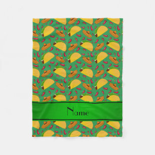 Cobertor De Velo Nome personalizado tacos verdes sombreros chilis