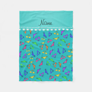 Cobertor De Velo Nome personalizado turquoise rainbow bikinis