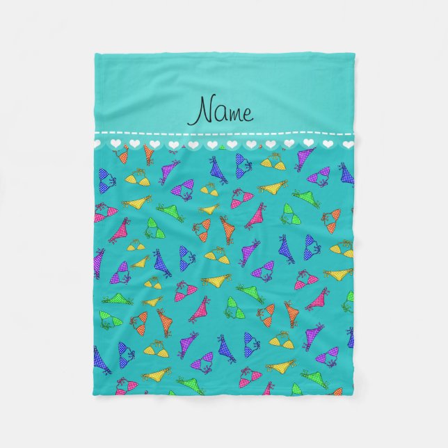 Cobertor De Velo Nome personalizado turquoise rainbow bikinis (Frente)