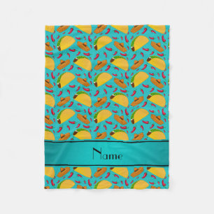 Cobertor De Velo Nome personalizado turquoise tacos sombreros chili