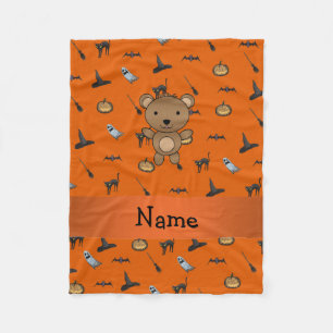 Cobertor De Velo Nome personalizado urso halloween