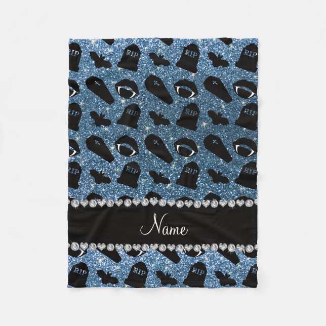 Cobertor De Velo Nome personalizado vampiro brilhante azul-neblina (Frente)