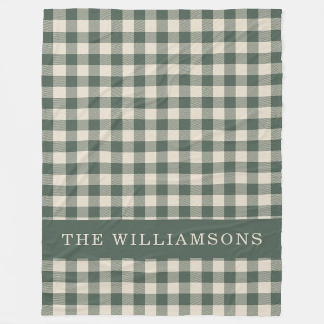 Cobertor De Velo Nome Personalizado Verde da Floresta de Xadrez Buf (Frente)