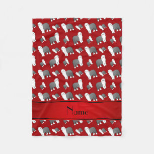 Cobertor De Velo Nome personalizado vermelho cães Old English Sheep