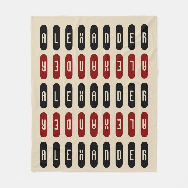 Cobertor De Velo Nome Personalizado Vermelho Preto Gométrico Modern (Frente)