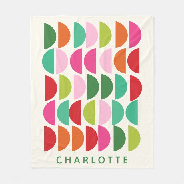 Cobertor De Velo Nome Personalizado, Vibrante, Reprodução Geométric (Frente)