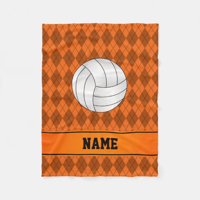 Cobertor De Velo Nome personalizado: vôlei laranja (Frente)