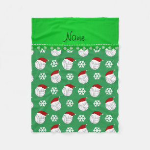 Cobertor De Velo Nome personalizado volleyball verde santa hats