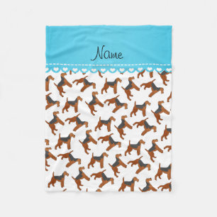 Cobertor De Velo Nome personalizado White Airedale terriers cães