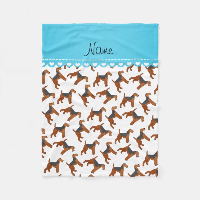 Cobertor De Velo Nome personalizado White Airedale terriers cães (Frente)