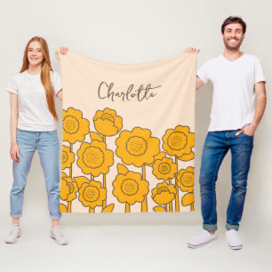 Cobertor De Velo Nome Personalizável de Girassóis Amarelos