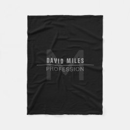 Cobertor De Velo Nome Profissional de Cinza Escuro Moderno