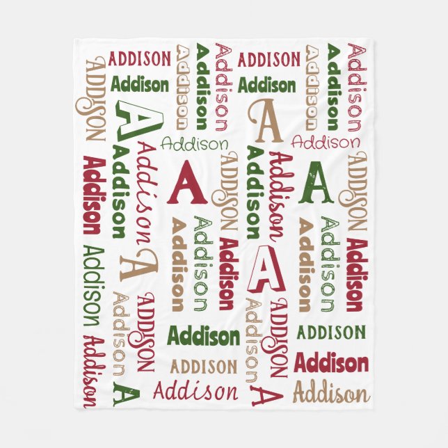 Cobertor De Velo Nome repetitivo e Sexo inicial Natal neutro (Frente)