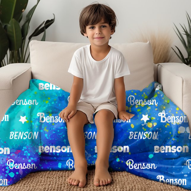 Cobertor De Velo Nome repetitivo vibrante e bonito personalizado (Criador carregado)