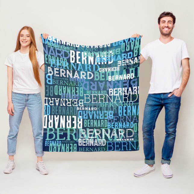 Cobertor De Velo Nome Replicado em Sombras de Azul Costeiro (In Situ)