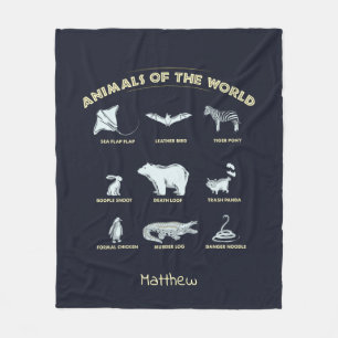 Cobertor De Velo Nomes de Animais Silvestres Exóticos do Mundo