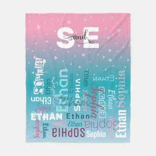 Cobertor De Velo Nomes de Garota Azul Rosa