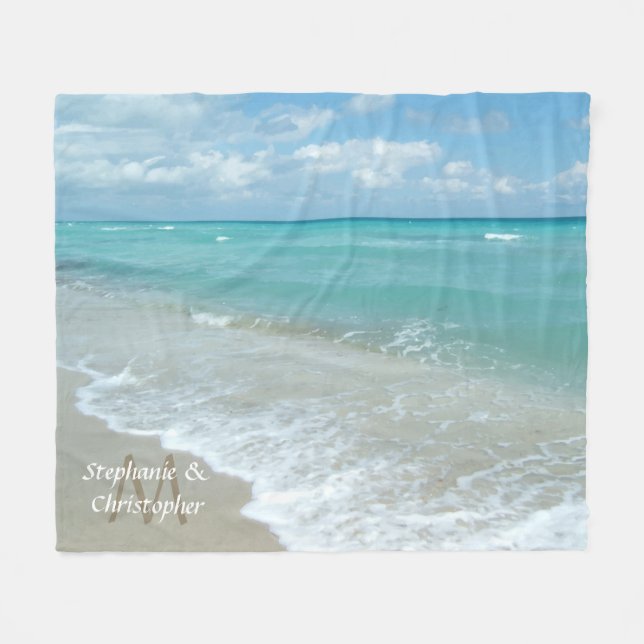 Cobertor De Velo Nomes de Monograma Personalizado de Casamento de P (Frente (Horizontal))