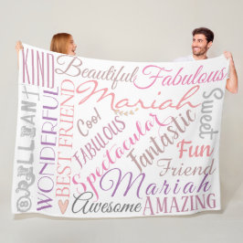 Cobertor De Velo Nomes personalizados e palavras de amor na amizade