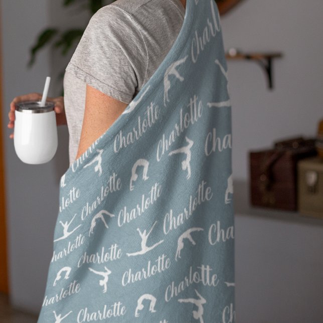 Cobertor De Velo Nomes Repetitivos Gymnastics Blue Fleece Blanket (Criador carregado)