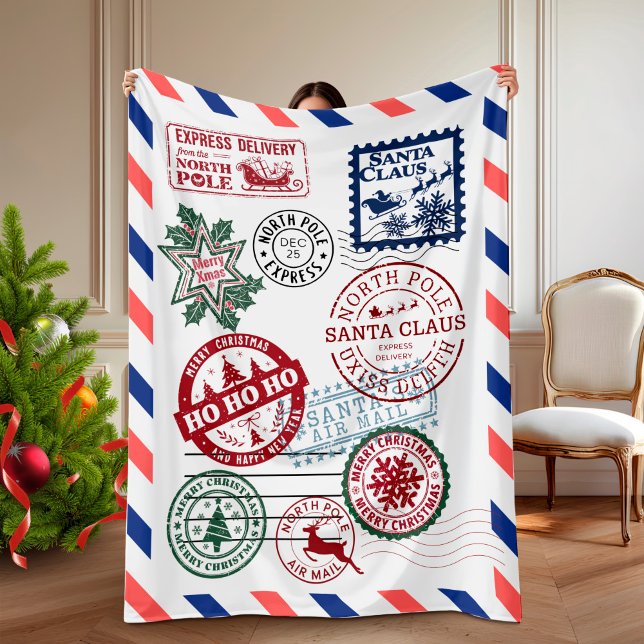 Cobertor De Velo North Pole Santa Mail Christmas  (North Pole Santa Mail Christmas Fleece Blanket)