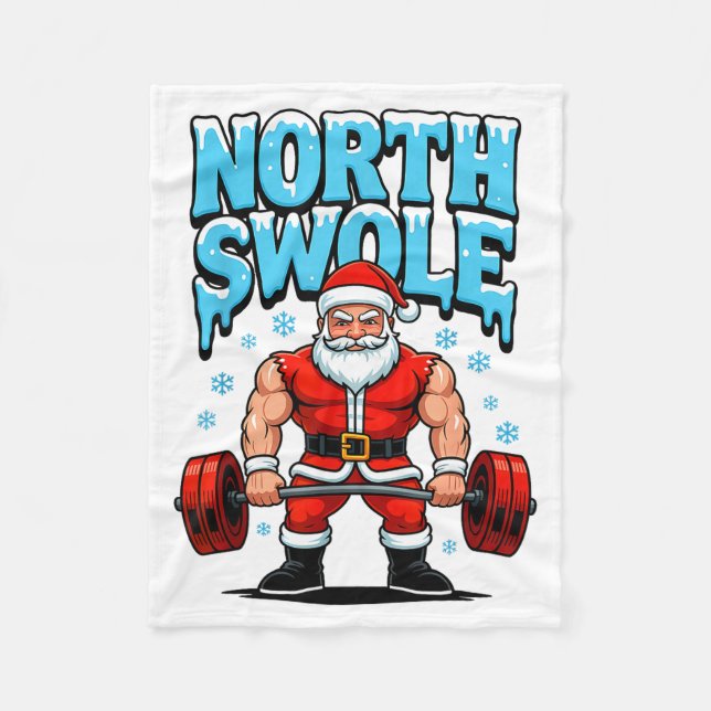 Cobertor De Velo North Swole Santa Funny Christmas Gym Workout Lift (Frente)