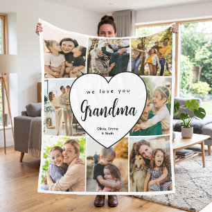Cobertor De Velo Nós Te Amamos Vovó Colagem Personalizada de 8 Foto