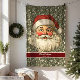 Cobertor De Velo Nostalgic Santa Claus Blanket em Estilo Vermelho C