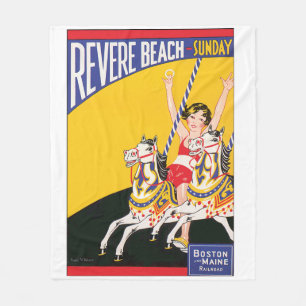 Cobertor De Velo Nostálgico do Poster do Vintage Revere Beach Caro