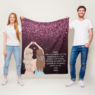 Cobertor De Velo Nota Personalizada Meninas Brilho Dourado Rosa