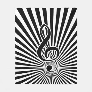 Cobertor De Velo Nota preto e branco da música do Clef em Starburst