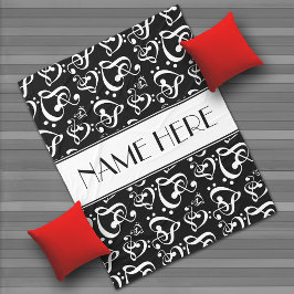 Cobertor De Velo Notas de música personalizadas do Black and White 