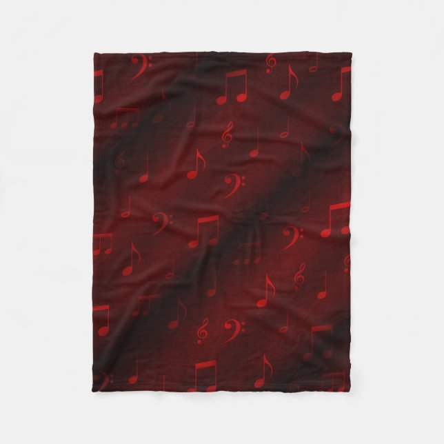 Cobertor De Velo notas de música vermelha (Frente)
