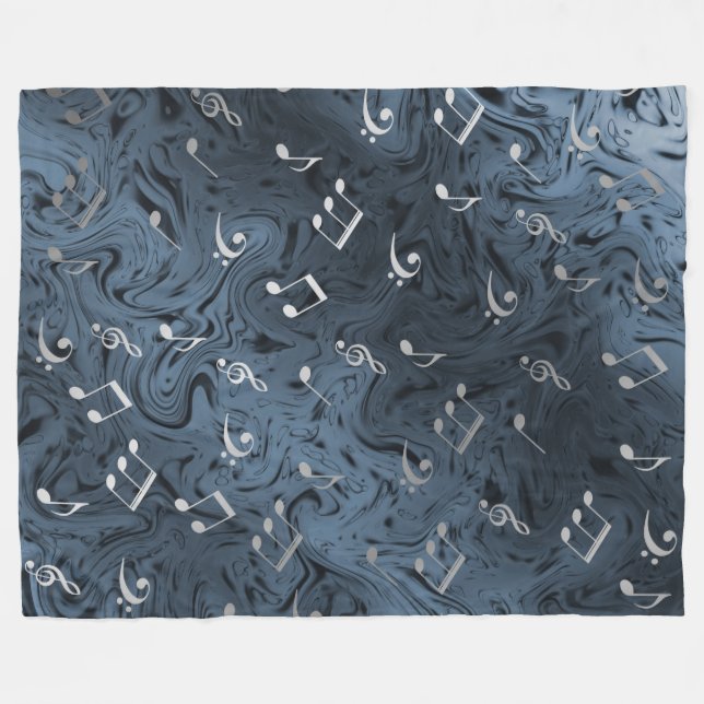 Cobertor De Velo notas elegantes de prata em azul (Frente (Horizontal))