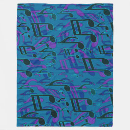 Cobertor De Velo Notas Musicais Azuis Verdes Animadas de Dança
