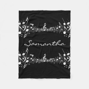 Cobertor De Velo Notas Musicais Brancas Folheto de Design duplo
