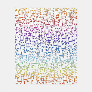 Cobertor De Velo Notas Musicais Coloridas Dançantes Amantes da Músi