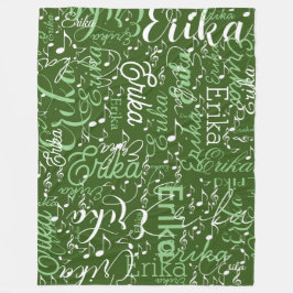 Cobertor De Velo Notas Musicais com Nome em Verde
