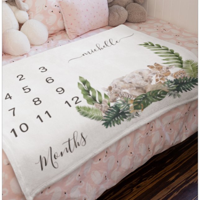 Cobertor De Velo Nova Criança de Bebê - Milestone Selgle Animal Kee (Criador carregado)