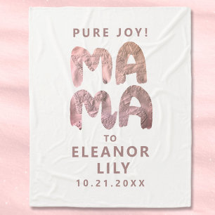 Cobertor De Velo Nova mamãe Whimsic White Pink Name Data de Nascime