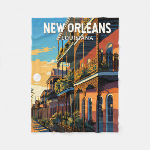 Cobertor De Velo Nova Orleans Louisiana Viagem Arte Vintage