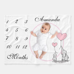 Cobertor De Velo Novo Bebê Infantil Marco Elefante Rosa Foto Rosa