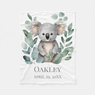 Cobertor De Velo Novo nome do bebê Data de nascimento Koala Bear