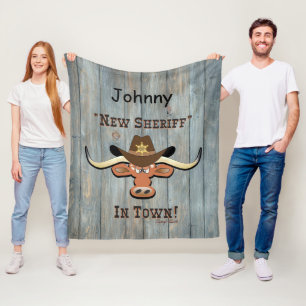Cobertor De Velo Novo Xerife Na Cidade, Longhorn Fleece Blanket