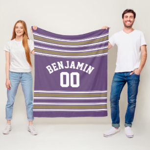 Cobertor De Velo Número de Nome Personalizado de Stripes de Jersey